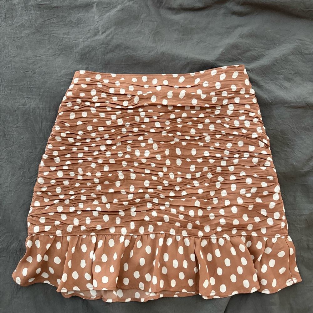 Abercrombie & Fitch Brown and White Polka Dot Mini Skirt